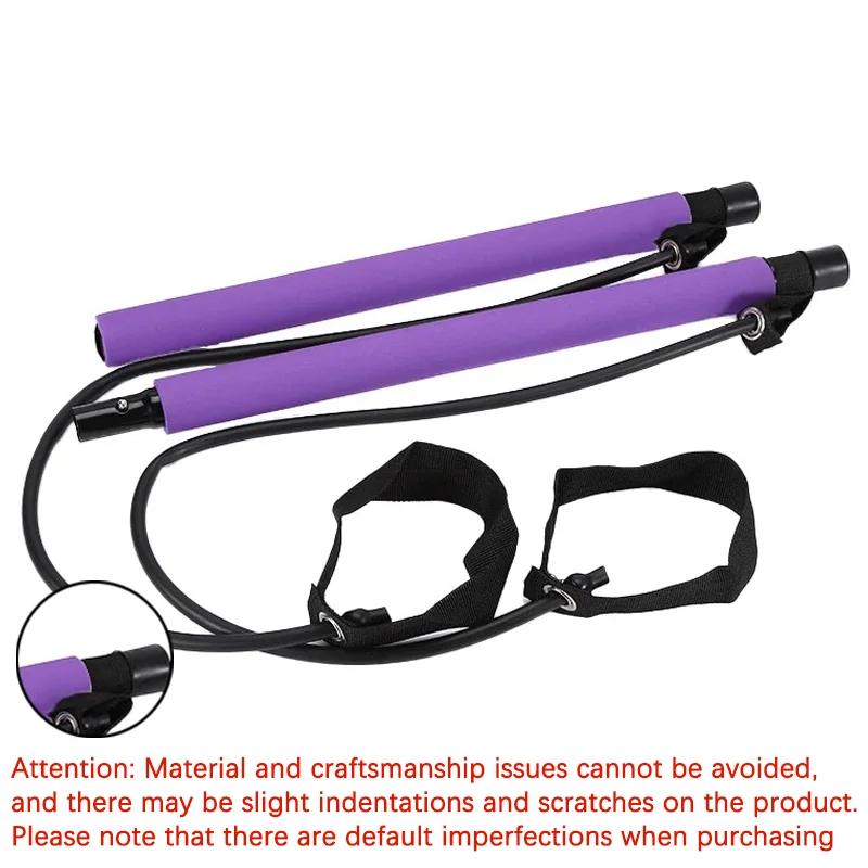 Yoga Pilates Bar Set, Multifunctional Fitness Bar Combination, Elastic Rope Back Trainer Stretching Belt