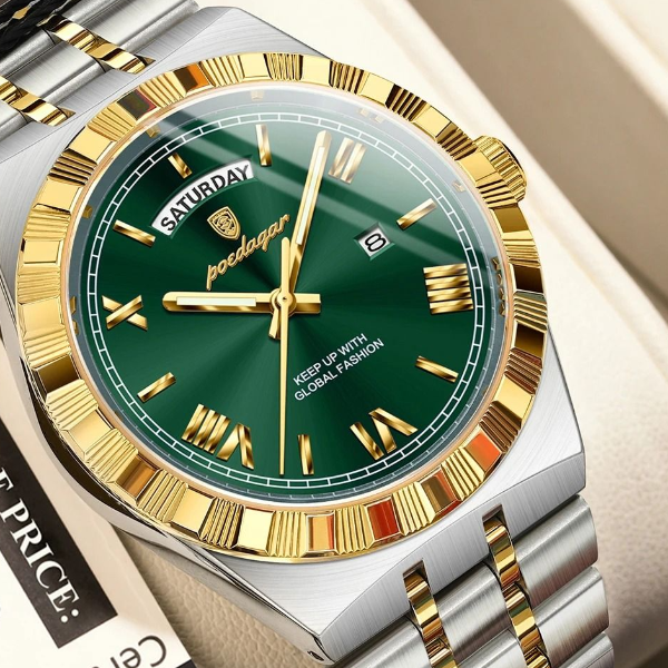 Poedagar Luxury Business Men Watch with Week and Date Display