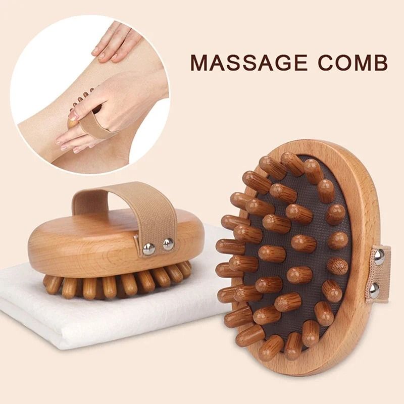 Wooden Air Cushion Body and Scalp Massage Brush