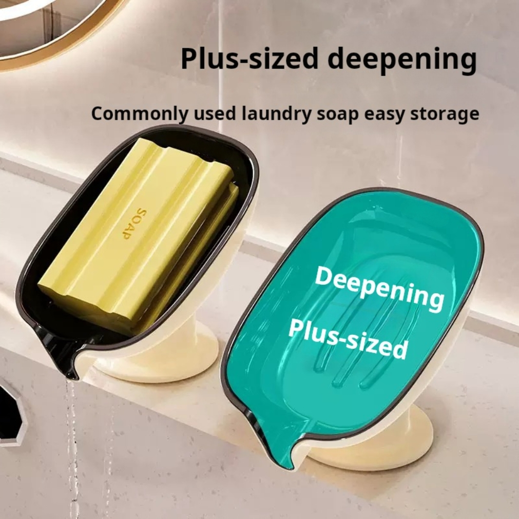 Bathroom Soap Holder, Super Suction Cup Soap Dish, Soap Container, Kitchen Sponge Holder with Drain Water
