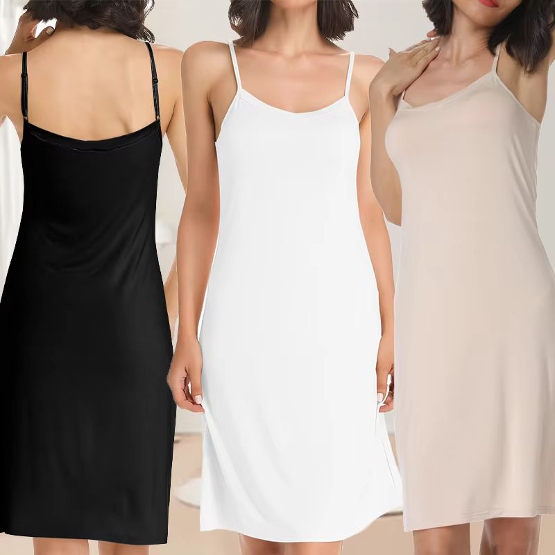 Women's Elegant Solid Sling Dress Compression Slip Sleeveless Backless Sleepwear