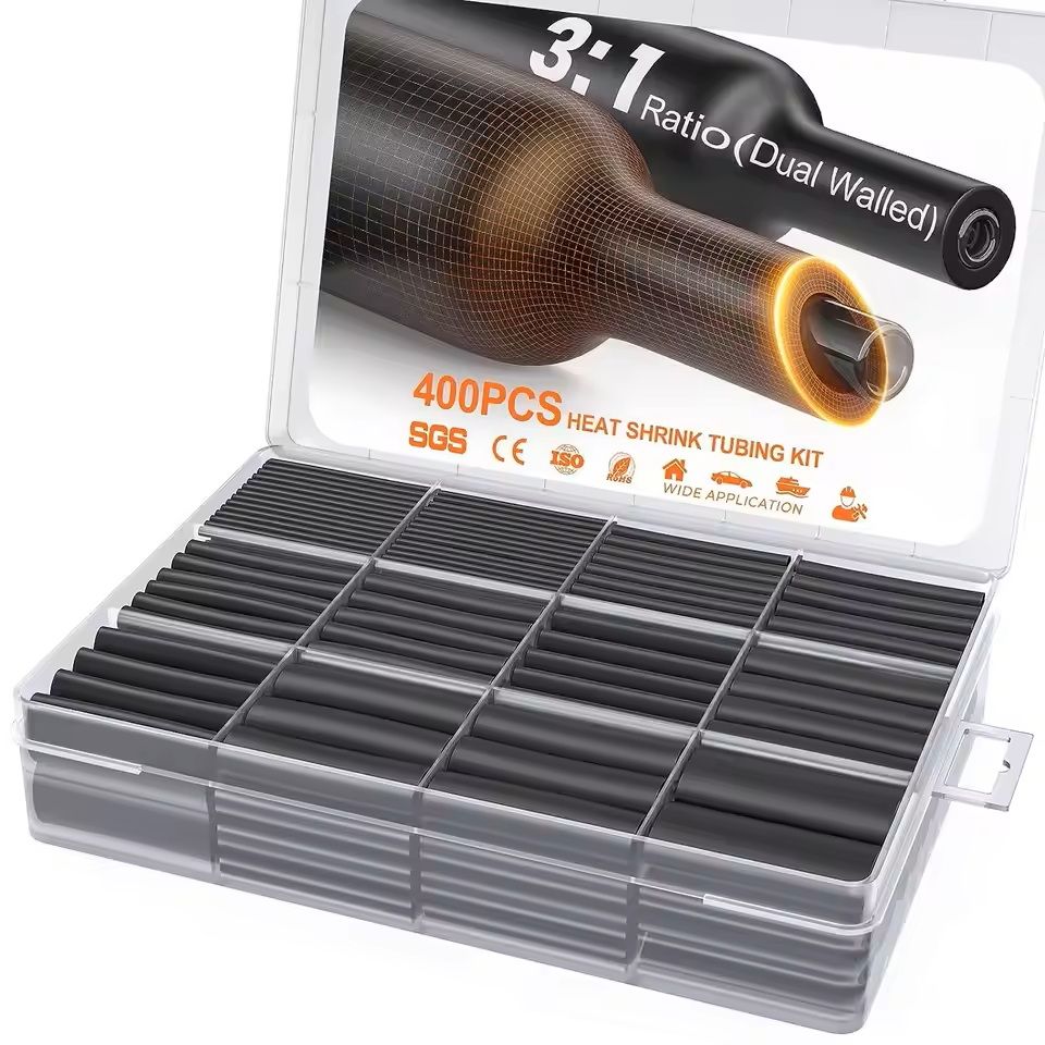 400 Piece Heat Shrink Tubing Kit with 3 to 1 Adhesive Lined Marine Grade Wrap
