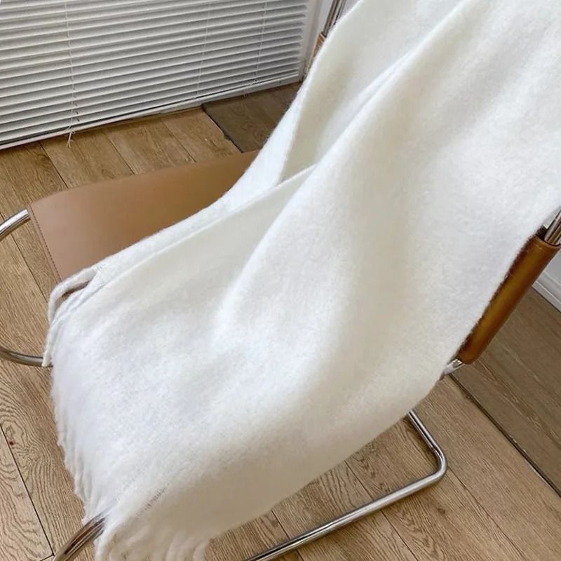 Luxury Winter Cashmere-Feel Scarf – Extra Long Solid Pashmina Wrap & Thick Tassel Shawl