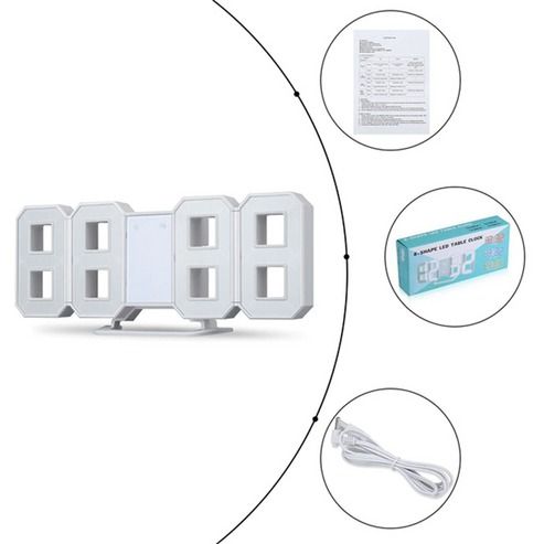 LED Big Wall Clock, USB Powered Digital Alarm, Snooze Function, Auto Brightness