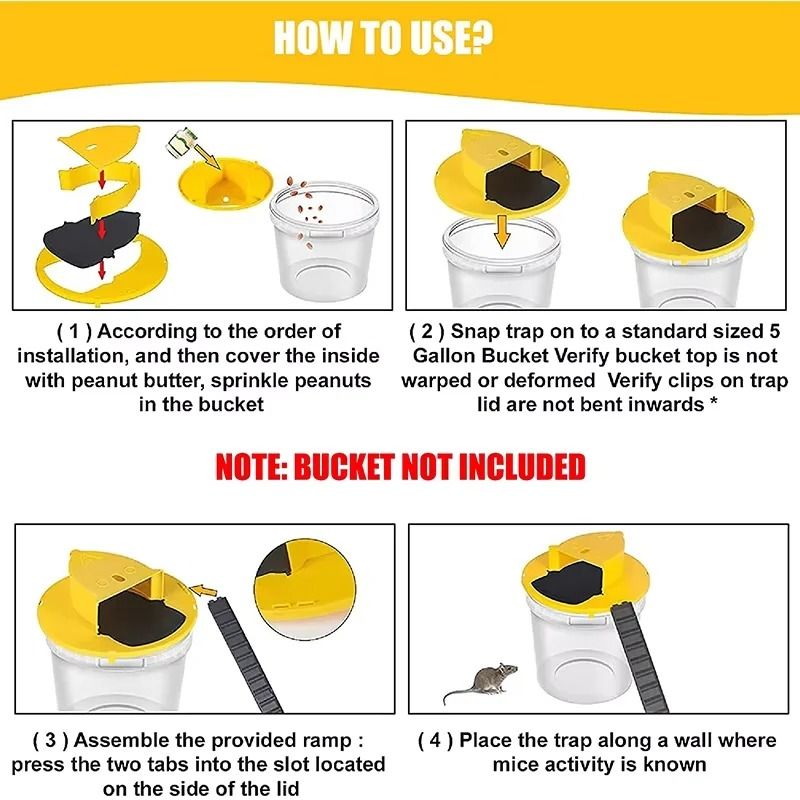 Automatic Smart Bucket Mouse Trap with Flipping Lid and Reset Function