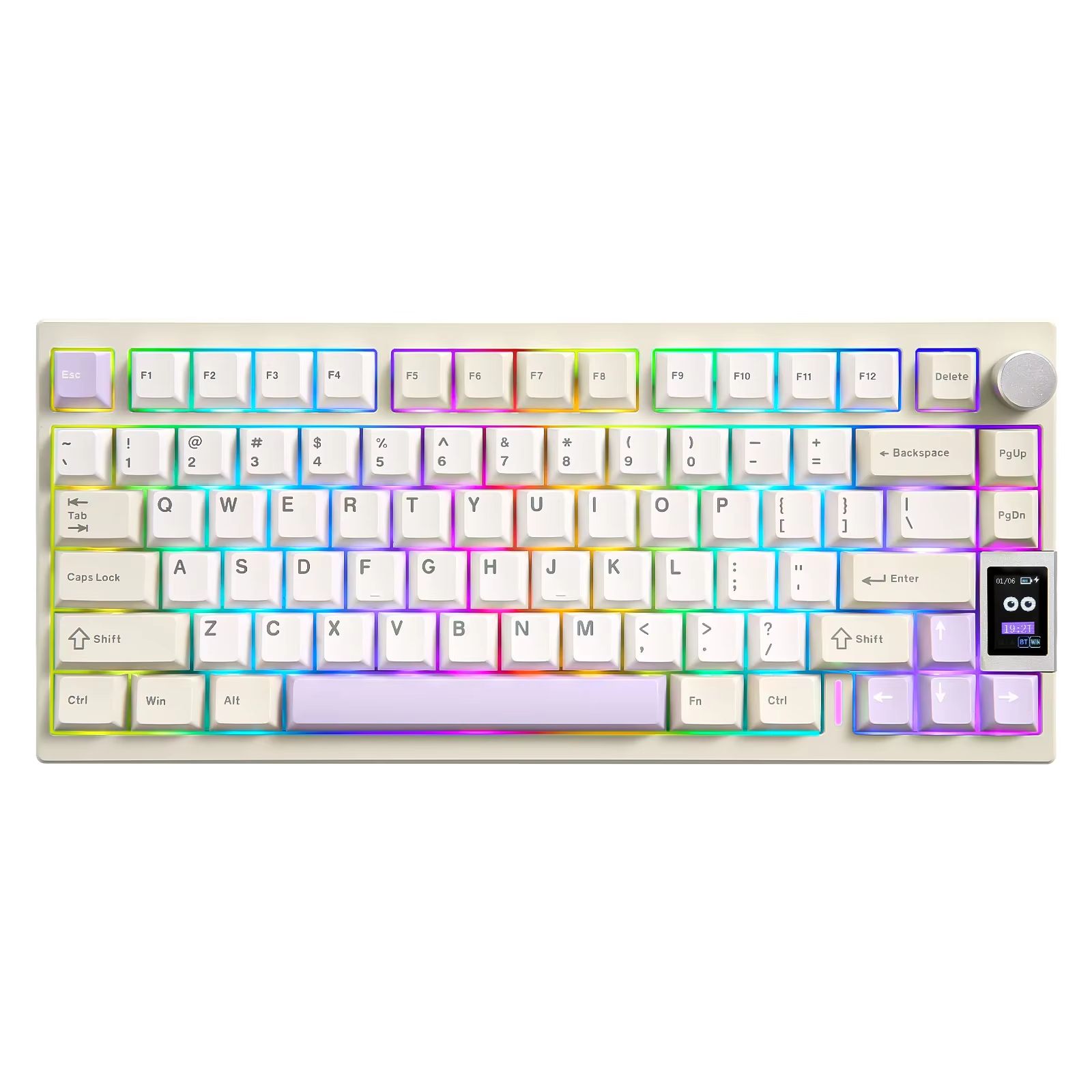 YUNZII AL80 Silver Wireless Mechanical Keyboard – Full Aluminum Custom Hot-Swap Keyboard with LCD Display, QMK/VIA Compa
