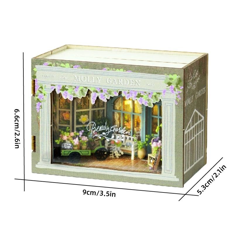 DIY Wooden Mini Seaside Villa Dollhouse Kit with Furniture and LED Lights