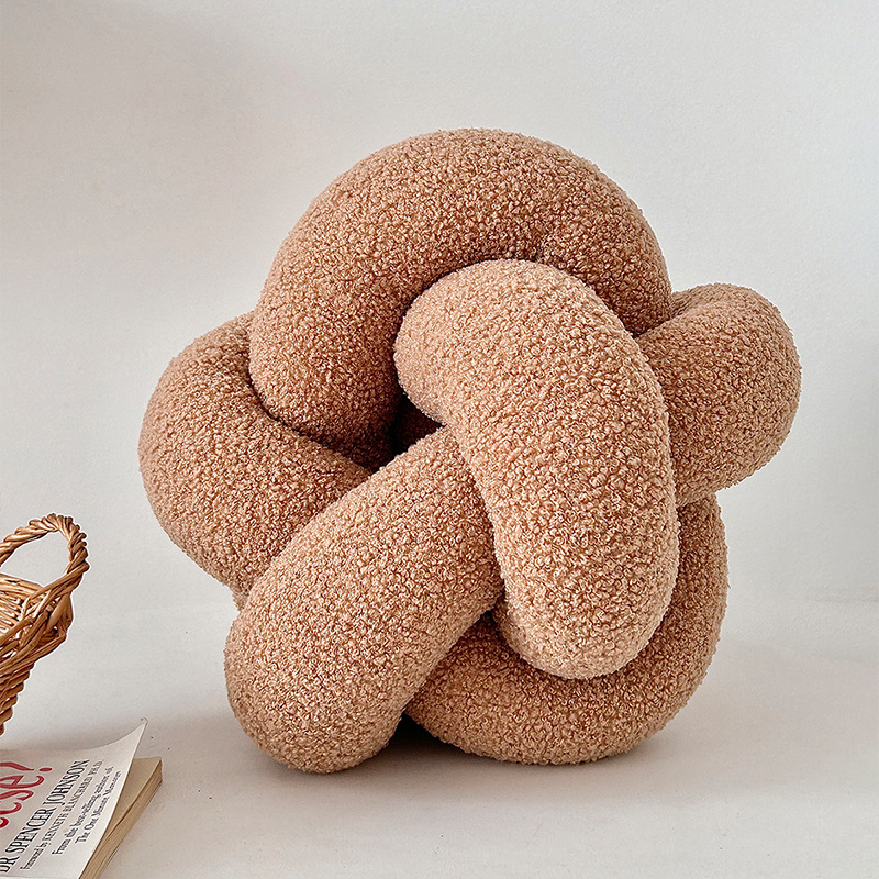 Single-Standed Knotted Ball Pillow, Lamb Velvet Sofa Cushion, Bed Backrest