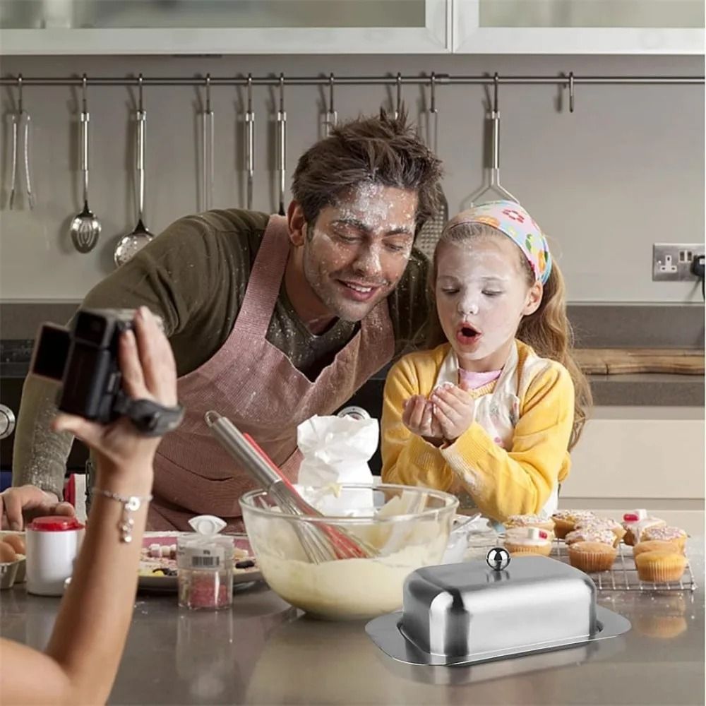 Stainless Steel Butter Dish with Easy-Grip Lid
