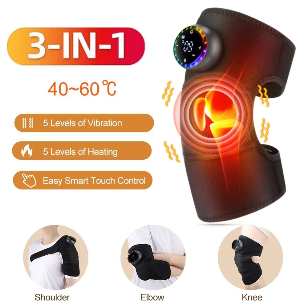 Cordless 3 in 1 Heating Knee Pad Massager with Adjustable Strap