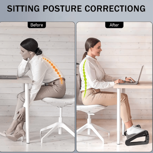 ErgoEase Under Desk Footrest – Adjustable Ergonomic Foot Stool with Massage Rollers