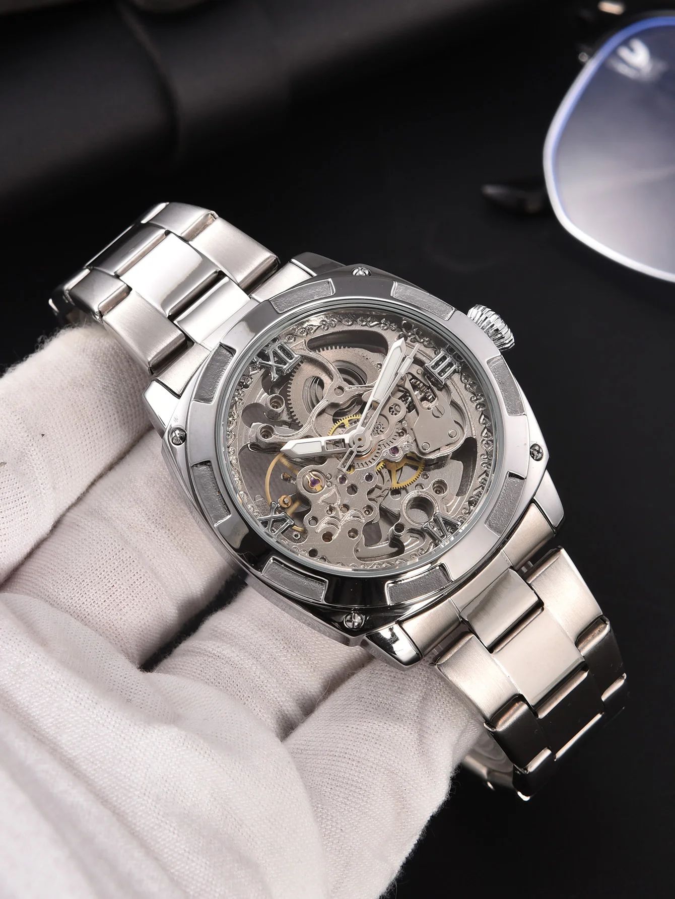 Luxury Skeleton Automatic Men's Tonneau Watch – Waterproof Stainless Steel