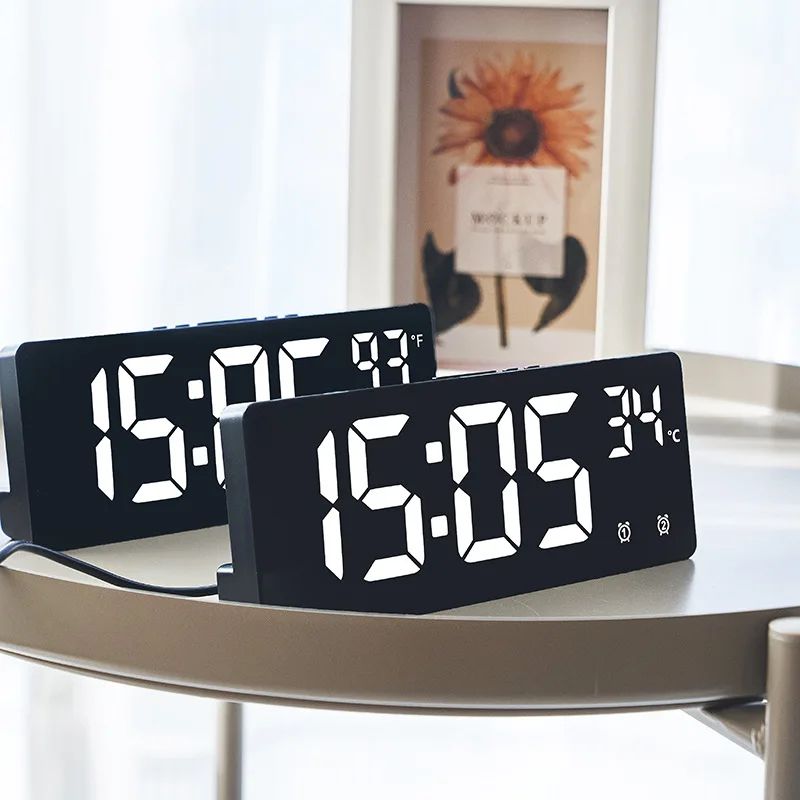Voice Control LED Digital Alarm Clock with Temperature