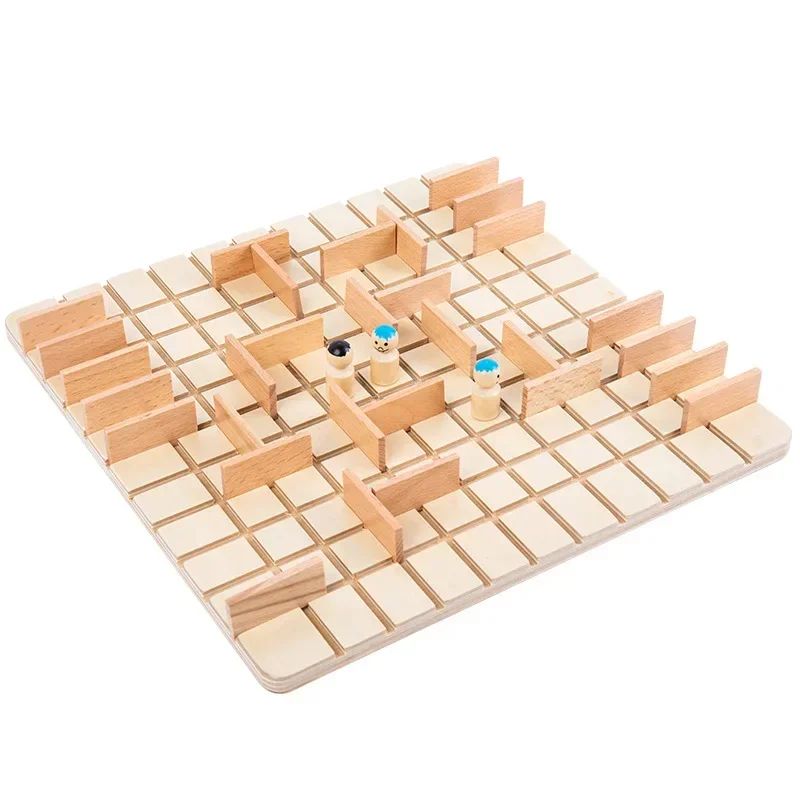 Wooden Chase & Intercept Board Game – Two-Player Parent-Child Puzzle Battle Toy