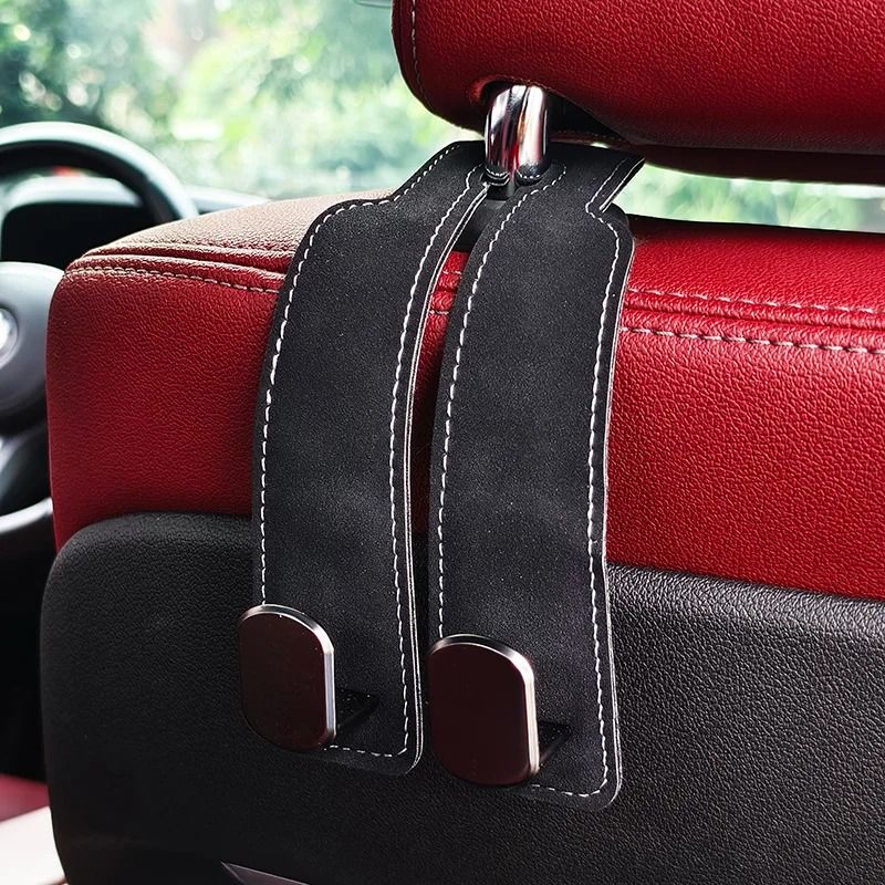 Car Seat Back Double Hook Suede Rear Storage Organizer