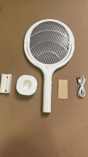 Rechargeable Electric Mosquito Swatter Bug Zapper Racket With LED Lamp