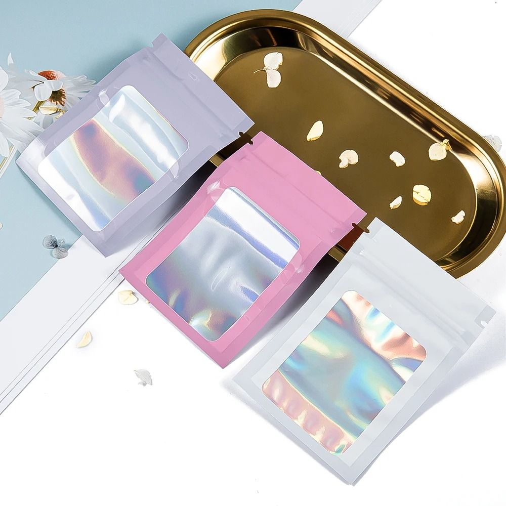 Holographic Laser Mylar Bags – 50 Pcs Smell-Proof Zip Lock Pouches
