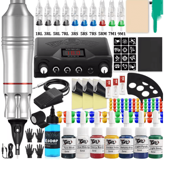 Complete Tattoo Pen Machine Kit Rotary Cartridge Tattoo Starter Set