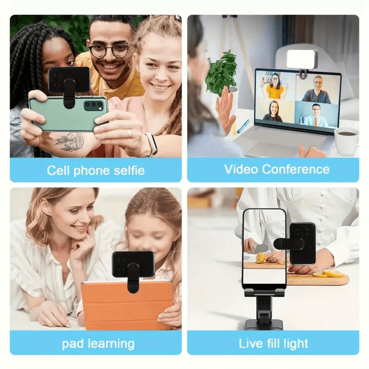 Mini Selfie Fill Light Clip On LED Ring Light with Adjustable Brightness