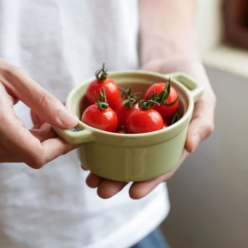 200ML Mini Ceramic Casserole Dish – Oven Safe Ramekin with Lid & Handles