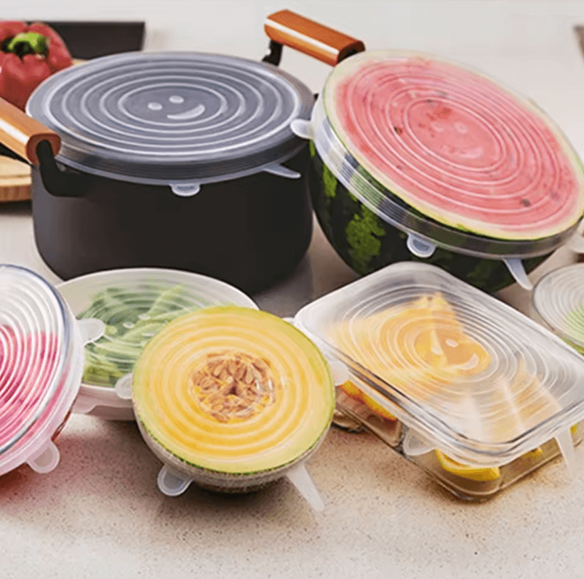 6 Pcs Silicone Cover Stretch Lids Universal Adaptable Kitchen Bowl Caps