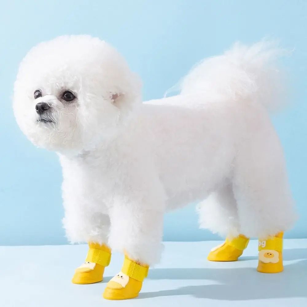 Cute Silicone Pet Rain Boots Anti Slip Waterproof Dog Shoes for Outdoor Use