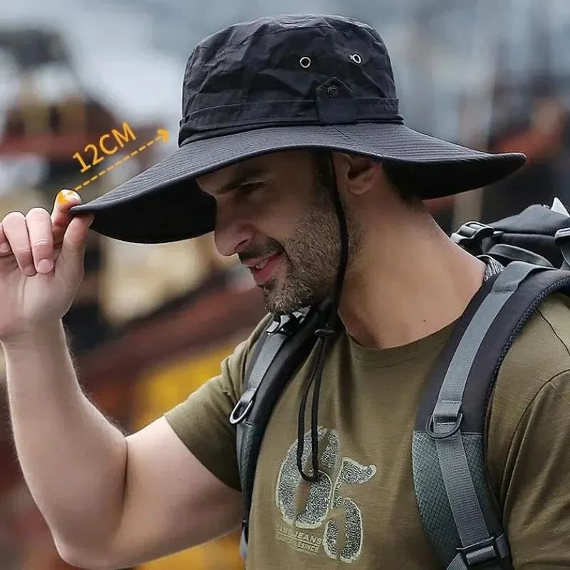BreezeShield Wide Brim Sun Protection Fishing Hat – Breathable Mesh UV Hat for Hiking & Camping
