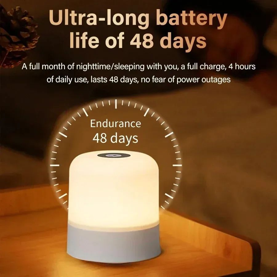 Rechargeable RGB Touch Night Light Table Lamp – Dimmable Bedside Lamp with Remote Control