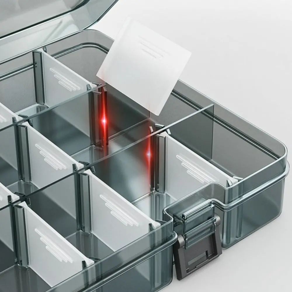 Thickened Transparent Tool Parts Organizer Box with Removable Grid Compartments for Screws Drill Bits & Hardware