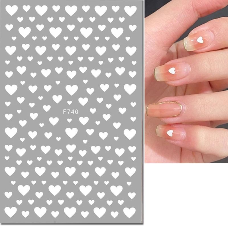 3D Nail Art Stickers Love Heart Star Cloud French Tip Nail Decals