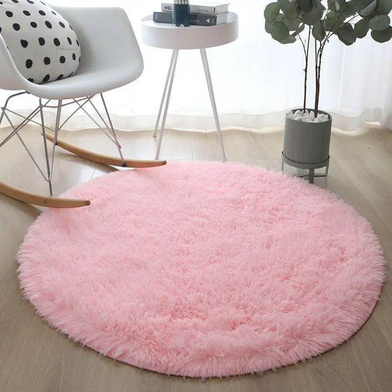 Fluffy Round Plush Rug Soft Shaggy Area Carpet for Living Room and Bedroom