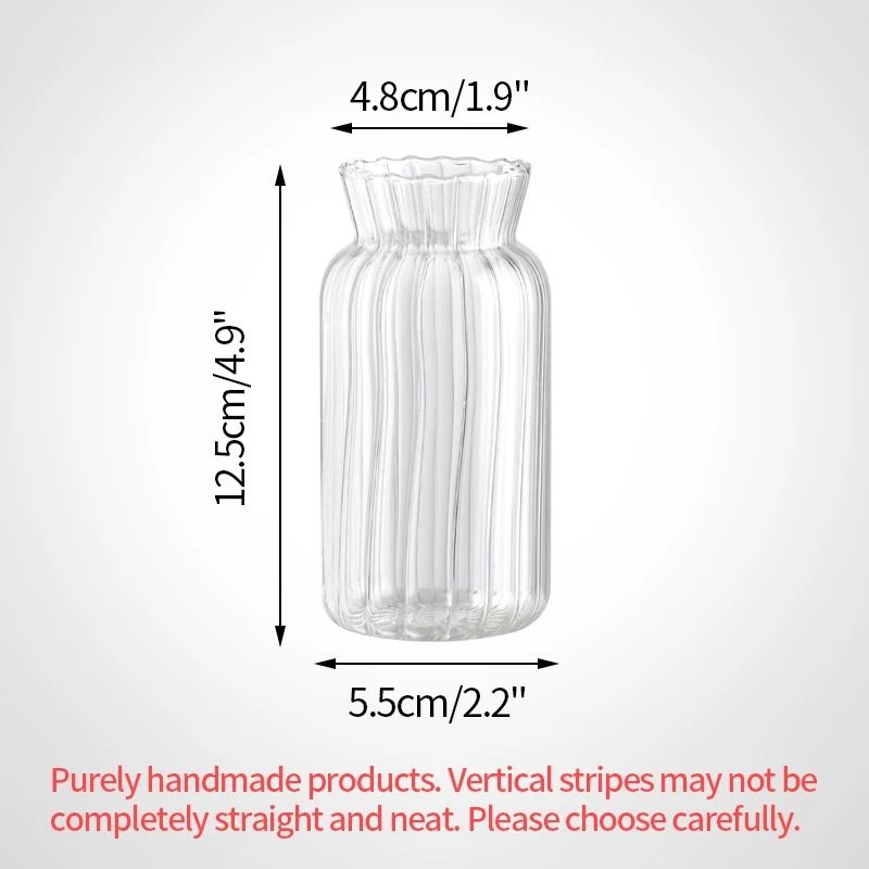 Vintage Mini Glass Vase Transparent Flower Vase for Home Decor