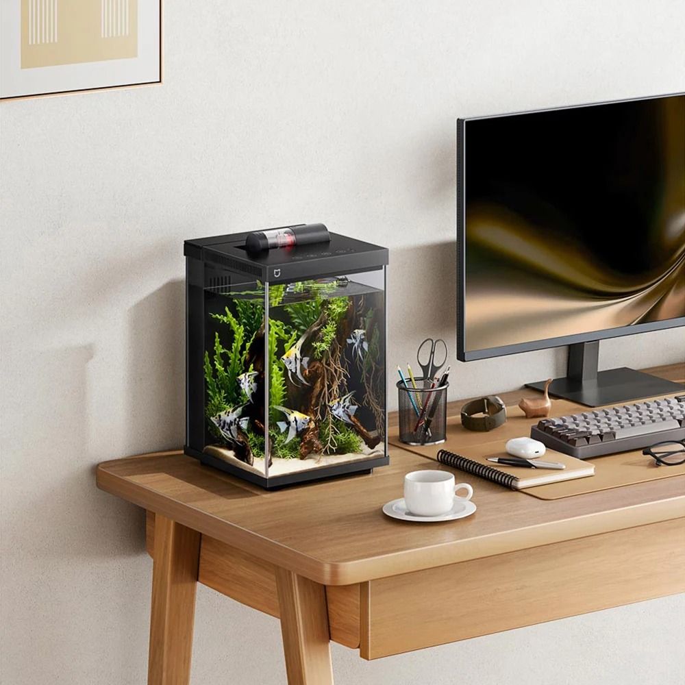Smart Desktop Fish Tank with Remote Feeding and Lighting