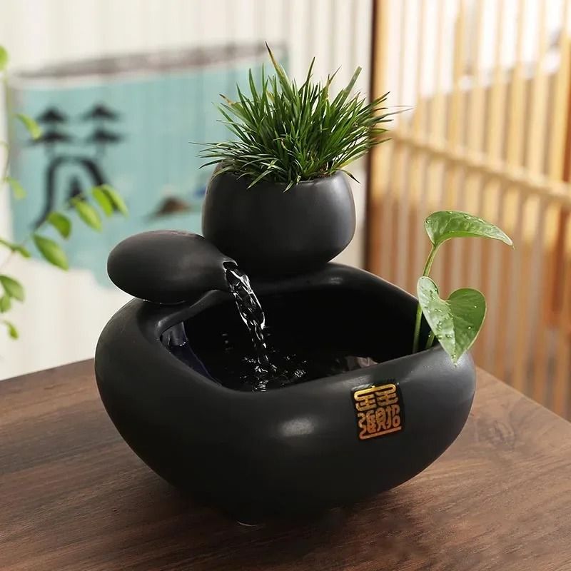 Chinese Style Ceramic Water Ornament Desktop Decoration for Living Room Tea Table or Office
