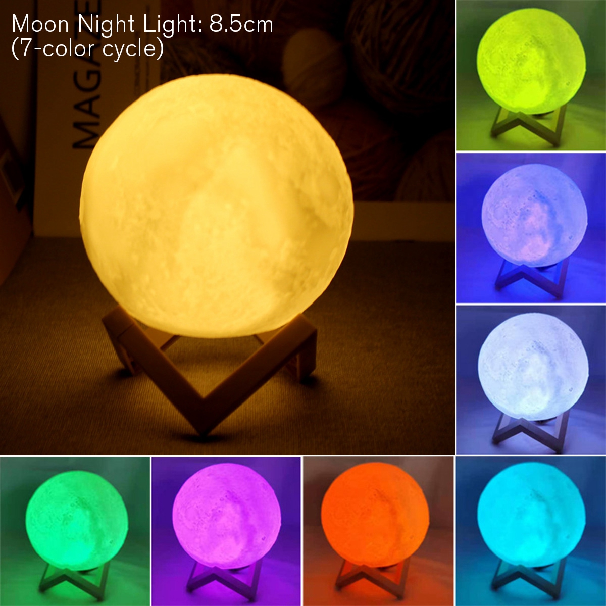 Powered Starry Lamp with Stand, Moon Lamp for Bedroom, Kids Night Light Gift
