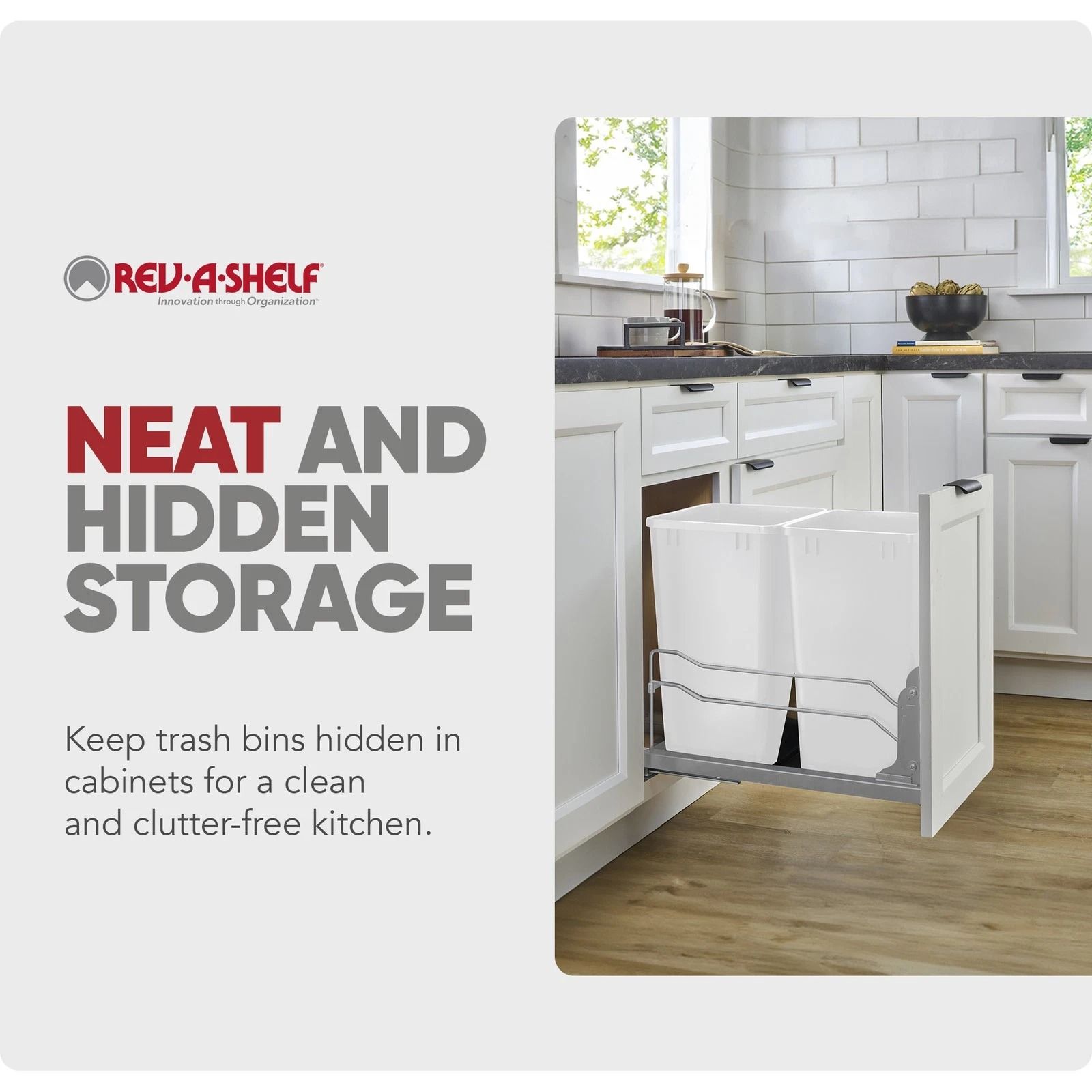 Rev A Shelf Double Pullout Trash Cans qt. with Soft close Compact & Efficient Kitchen Waste Solution