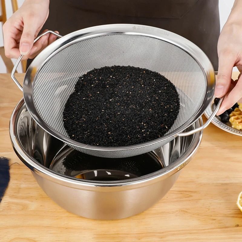 Stainless Steel Mesh Strainer Basket with Double Handles