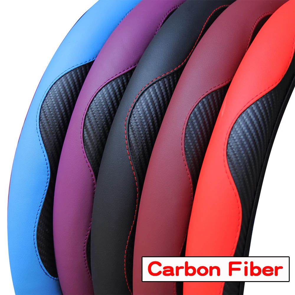 PU Carbon Fiber Leather Steering Wheel Cover