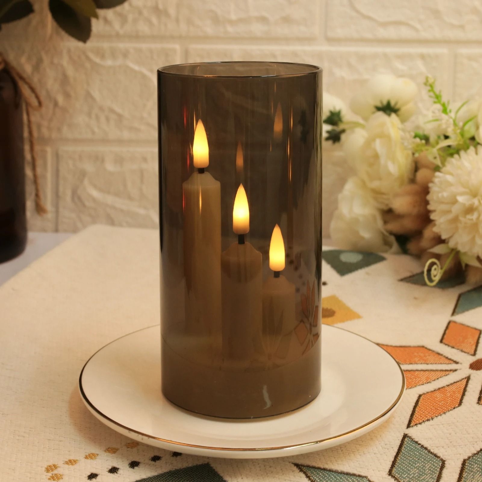 Flameless 3in1 LED Taper Candles with Lampshade Battery Operated Flickering