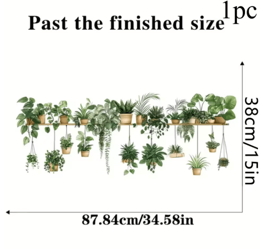 Multiple Flower Shelf Wall Stickers – Potted Plant Decor for Home & Kids Rooms