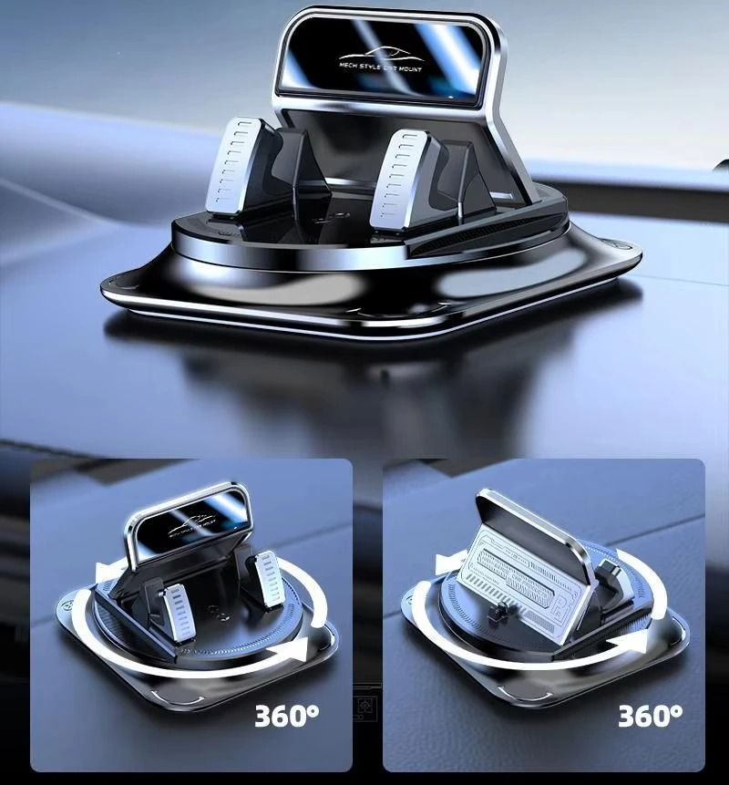 360° Rotatable Dashboard Phone Mount Universal Vehicle Mobile Holder – High-Stability Bracket with Luminous Number Plate