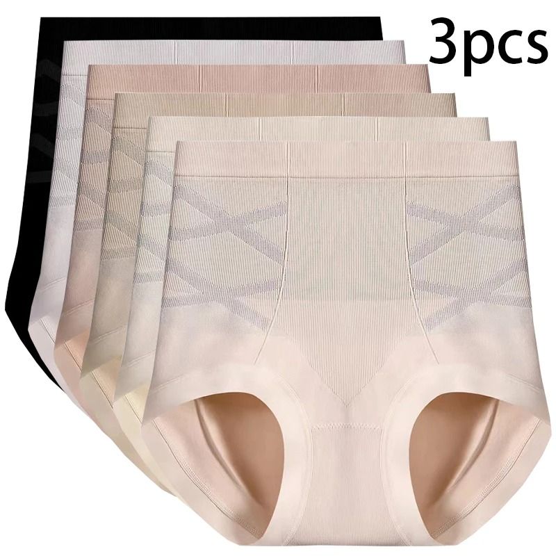 Womens High Waist Shaping Panties Seamless Breathable Slimming Underwear Three Piece Set