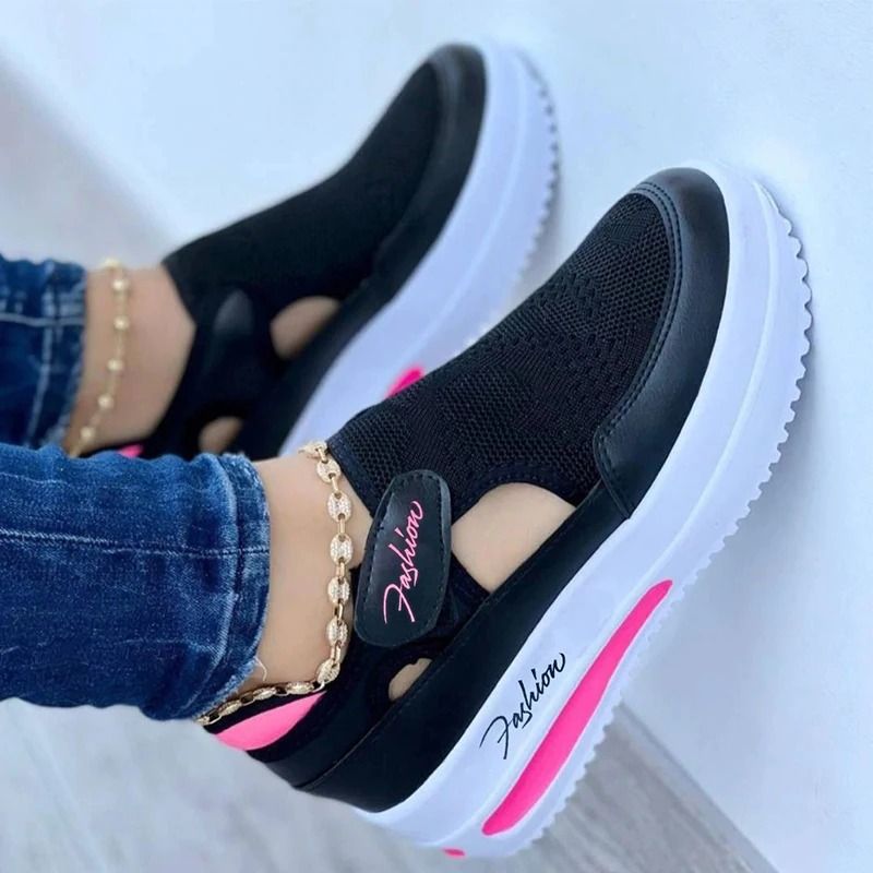 Red Canvas Platform Sneakers for Women Casual Walking Shoes
