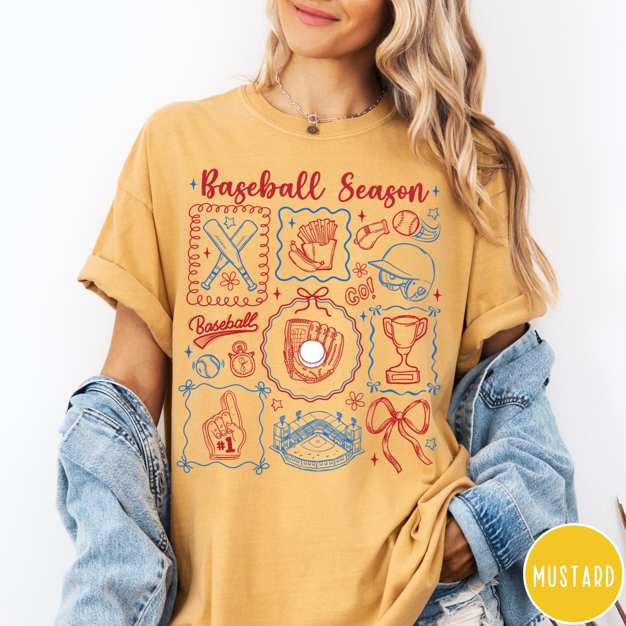 Baseball Season Comfort Colors T-Shirt, Preppy Baseball Shirt, Game Day Tee, Coquette Baseball Mom Tshirt
