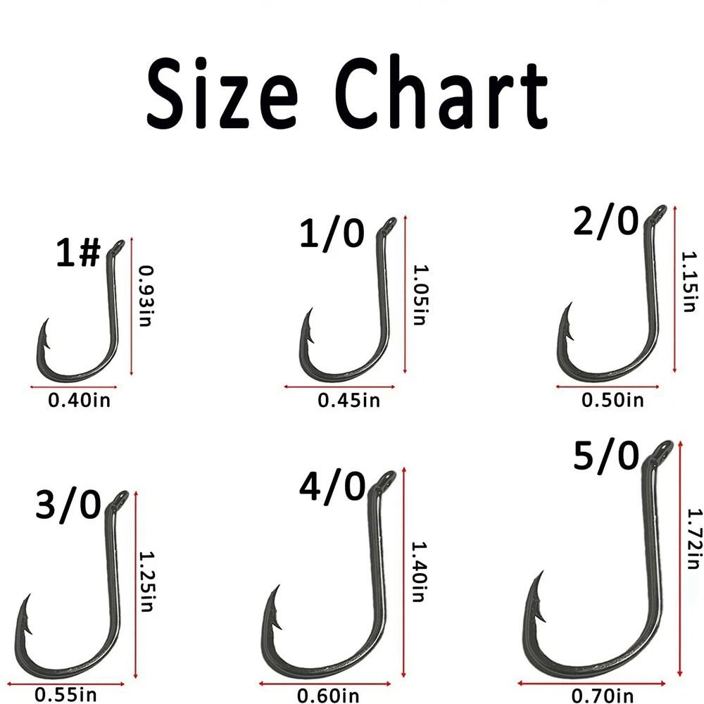 Black High Carbon Steel Offset Circle Fishing Hooks Premium Quality