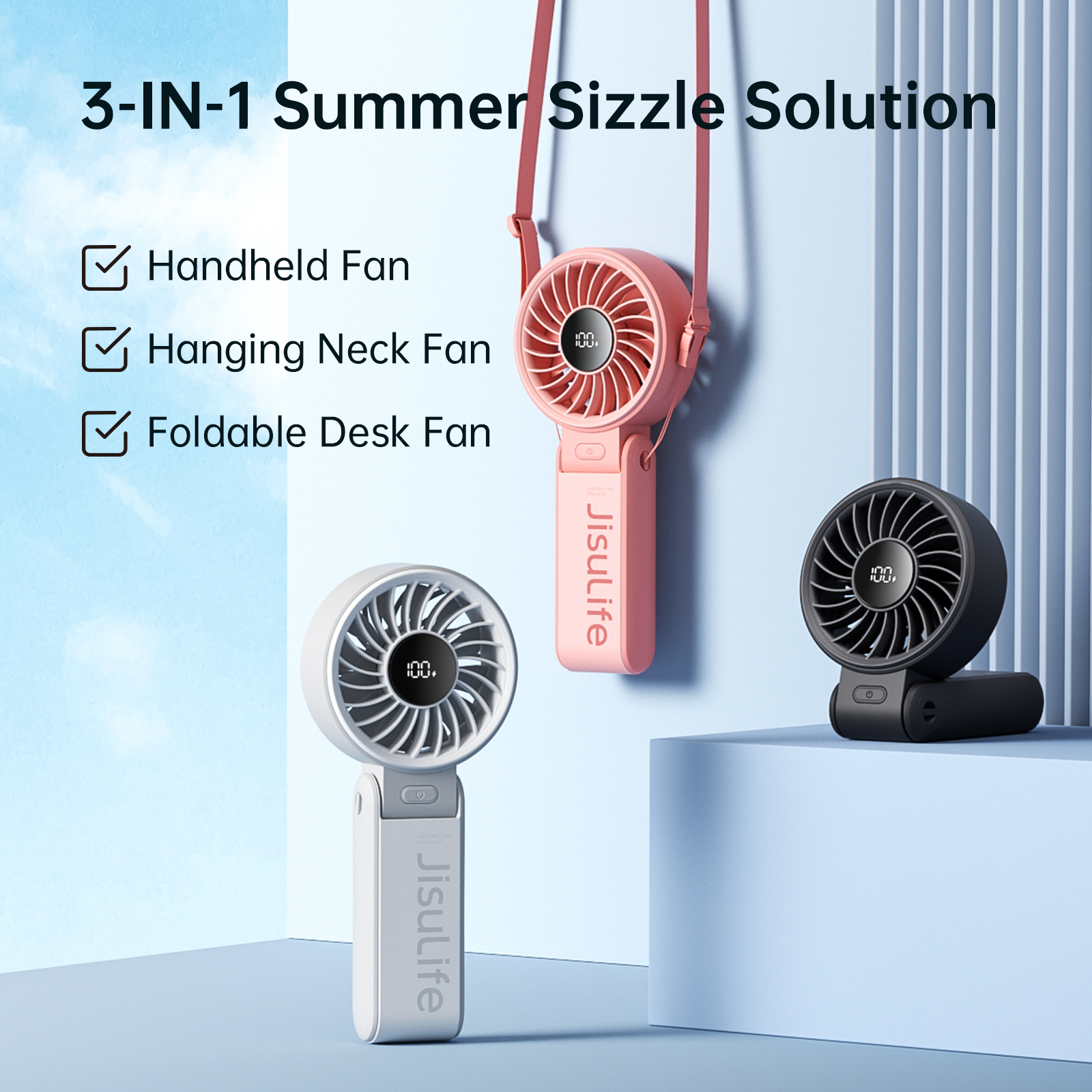 Portable Handheld Fan with LED Display, High Speeds, Multifunction Personal Fan