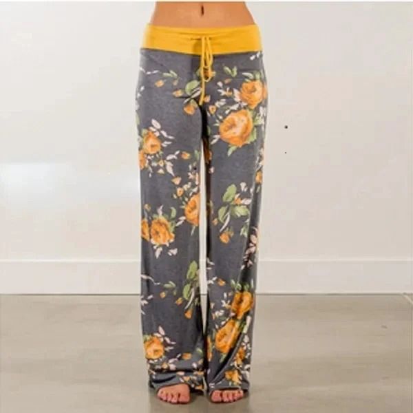 Women Casual Wide Leg Yoga Pants with Drawstring and Stretch Fit