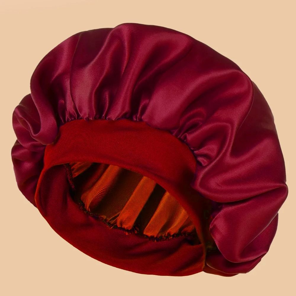 Women Satin Shower Cap Wide Brim Bonnet