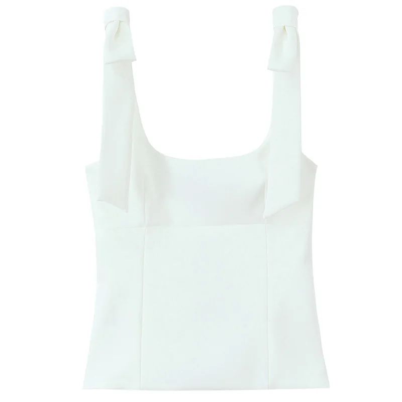 HXAO Butterfly Bow Off-Shoulder Crop Top – Cute Backless Summer Slip Cami