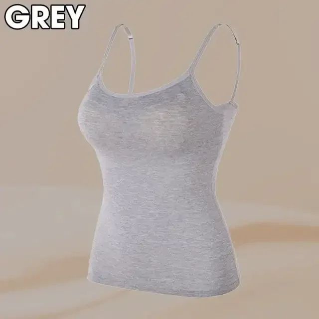 Womens Solid Padded Spaghetti Strap Cami – Built-In Bra Sexy Slim Tank Top 2024